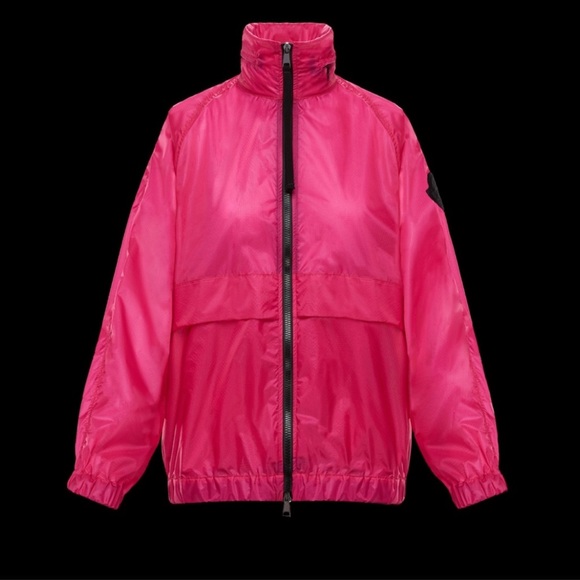 Moncler hot pink Groseille light weight jacket spring zip hooded sz 2 Medium M - Picture 4 of 11